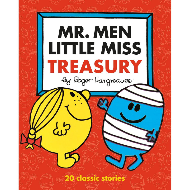 Colorful cover of Mr. Men Little Miss Treasury by Roger Hargreaves, featuring illustrations from the classic children's series.