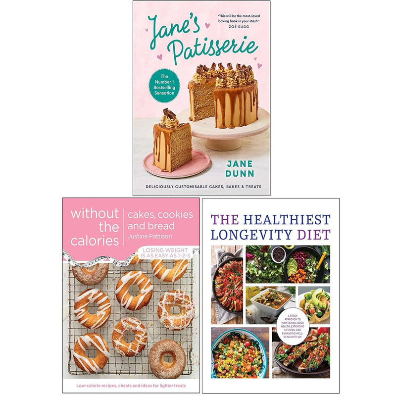 Jane’s Patisserie, Cakes & Cookies & The Healthiest Longevity Diet 3 Books Collection Set - Non Fiction - Mixed Format