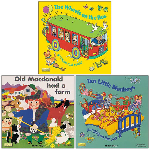 Classic Books with Holes Board Book 3 Books Collection Set (The Wheels on the Bus go Round and Round) - The Book Bundle