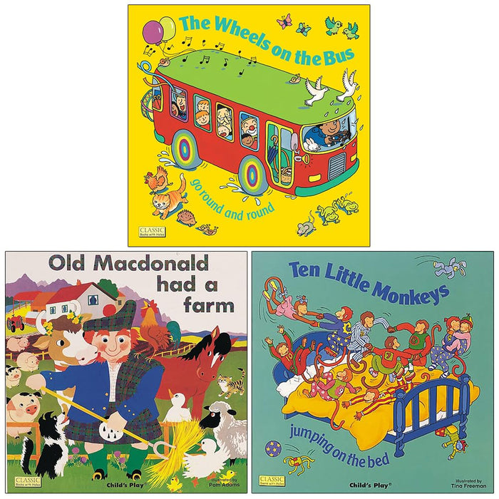 Classic Books with Holes Board Book 3 Books Collection Set (The Wheels on the Bus go Round and Round) - The Book Bundle