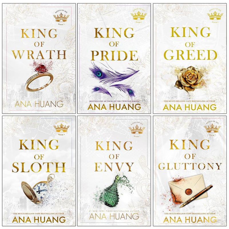 Kings of Sin Series 6-book collection by Ana Huang, paperback fiction set featuring diverse romance stories with vibrant covers.
