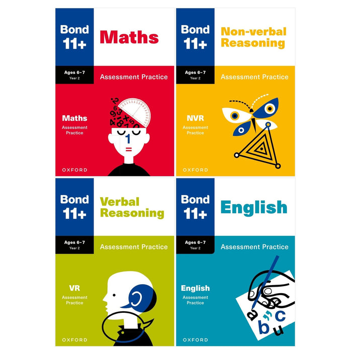 Bond 11+ Maths English Verbal Non-Verbal Reasoning Assessment Practice 6-7 years 4 Books Set (Bond Assessment Papers) - The Book Bundle