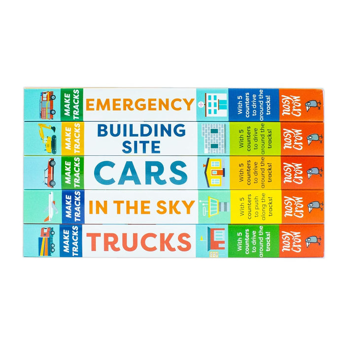 Make Tracks Series 5 Books Collection Set (Emergency, Building Site, Cars, In The Sky, Trucks) - The Book Bundle