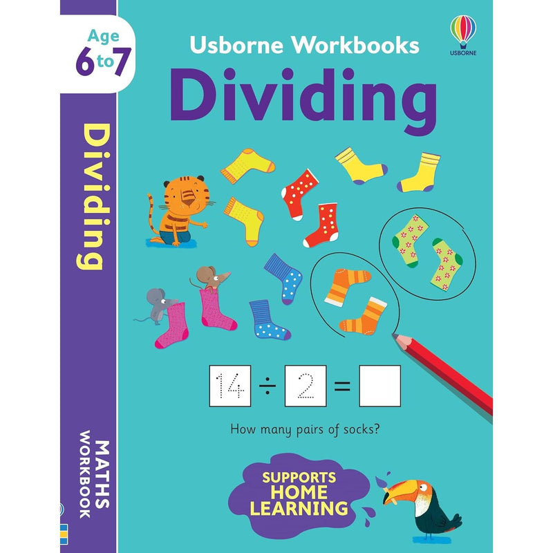 Seven Usborne Workbooks collection set by Bathie Holly, featuring colorful paperback non-fiction educational books.