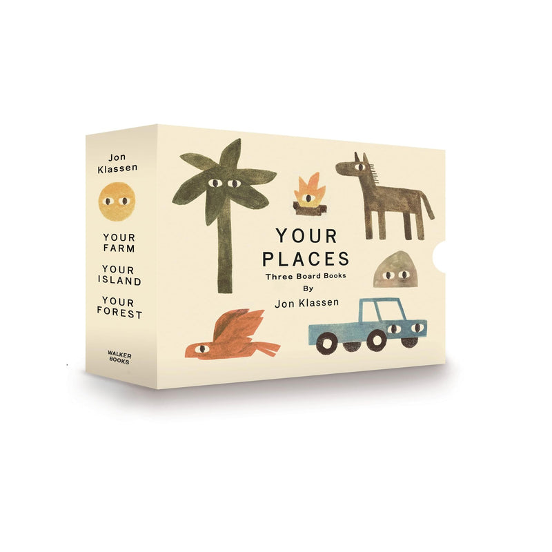 Jon Klassen's Your Places box set of three durable board books for young children, perfect for early learning and gifting.
