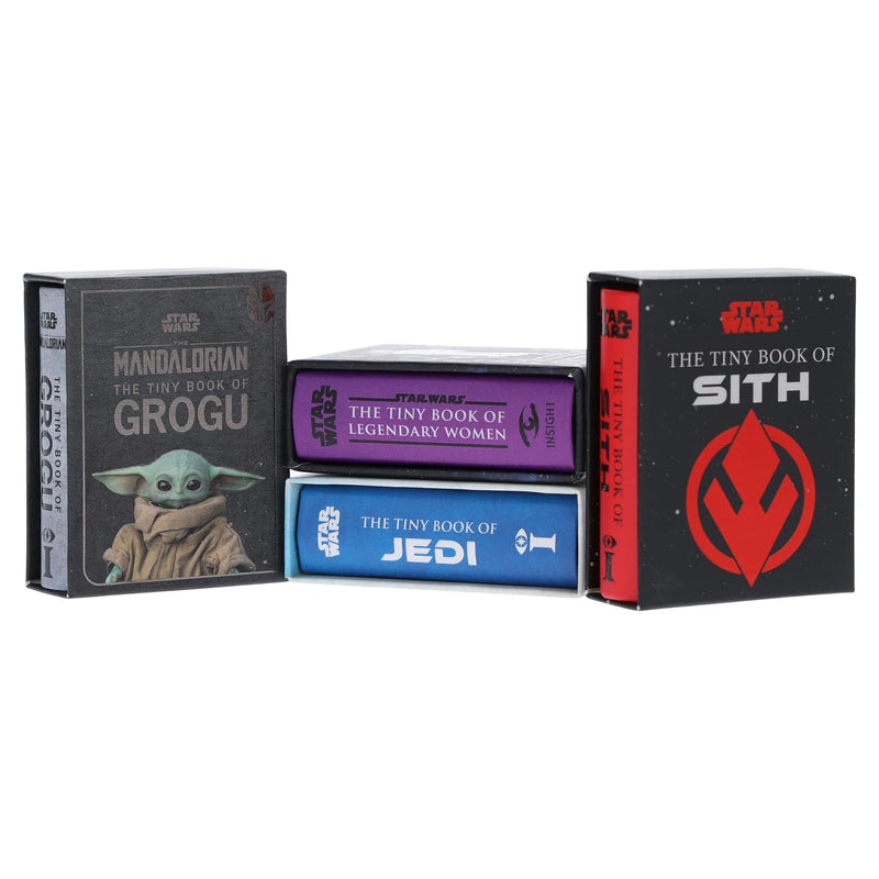 Set of four Star Wars tiny paperback books including Sith, Jedi, legendary women, and Grogu, by Insight Editions.
