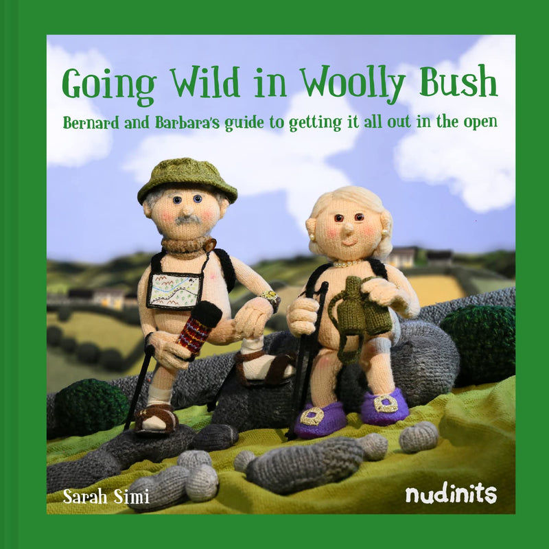 Hardcover book titled "Going Wild in Woolly Bush" by Sarah Simi, featuring a cover with vibrant artwork and an open book design.