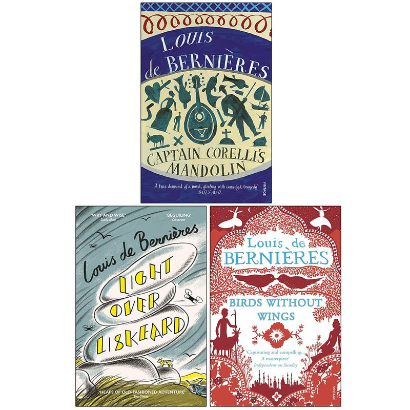 Vintage Louis de Bernières book set including Captain Corelli's Mandolin, Light Over Liskeard, Birds Without Wings, all paperbacks