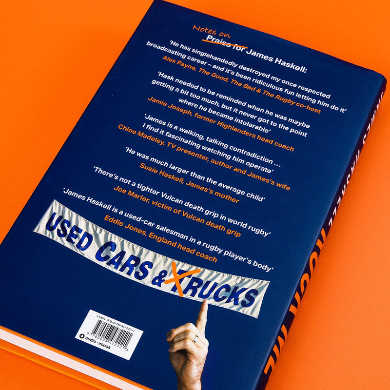 James Haskell's "Ruck Me" rugby player biography book cover, featuring bold text and a dynamic sports-themed design.