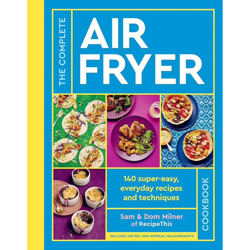 Hot air fryer and cookbook collection set featuring The Complete Air, The Slim 800 Hot Air Fryer, and four cookbooks by Dom Milner and Iota.