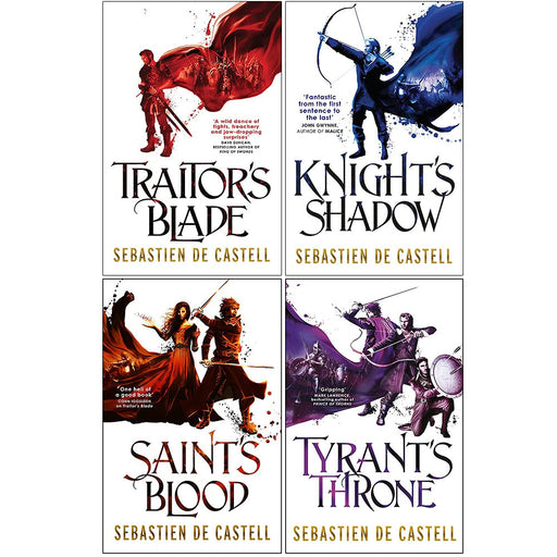 Set of The Greatcoats Series 4 books by Sebastien de Castell, featuring Traitor's Blade and Knight's Shadow, in a hardcover collection.