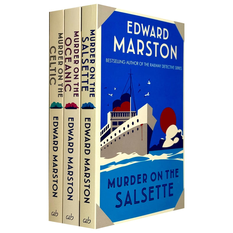 Ocean Liner Mysteries book set by Edward Marston, series 6-8, three fiction books in a collection by Allison & Busby Ltd.