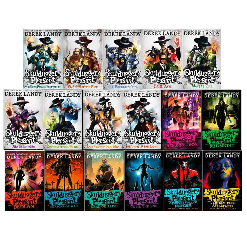 Skulduggery Pleasant Series 1-17 Books Collection Set by Derek Landy (A Heart Full of Hatred, Mind Full of Murder, Until the End, Dead or Alive, Seasons of War, Bedlam, Midnight, Resurrection and More) - The Book Bundle