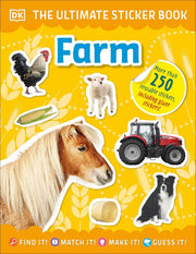 Set of DK Ultimate Sticker Books Series 6 featuring animals, bugs, farm scenes, and sharks with colorful pages and stickers.