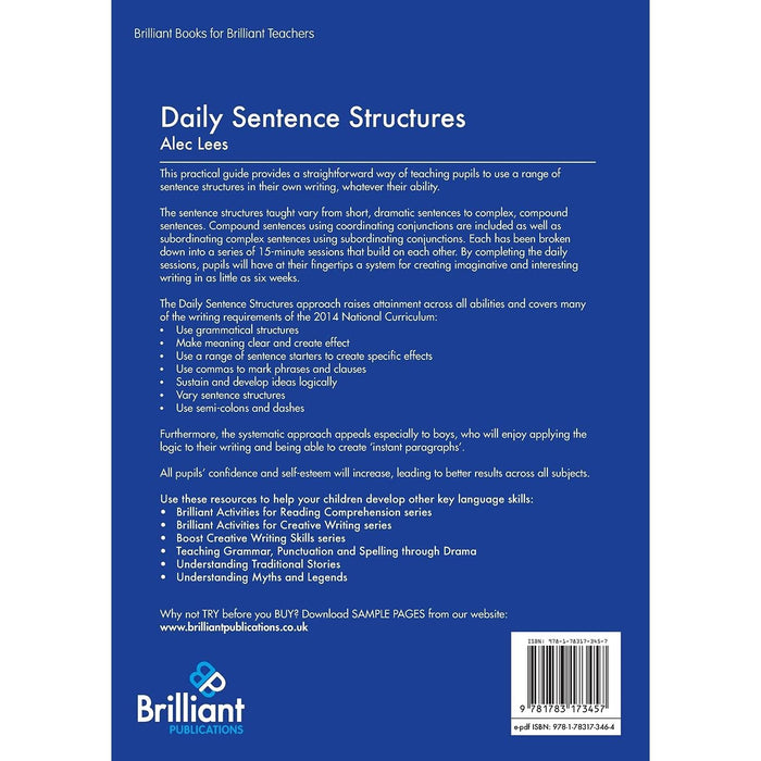 Daily Sentence Structures: 15 minutes a day towards better writing by Alec Lees - The Book Bundle