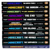 Set of 11 official Minecraft novels by Farshore/Penguin featuring adventure and exploration stories from authors like Brandon Hoàng and Jason Fry.