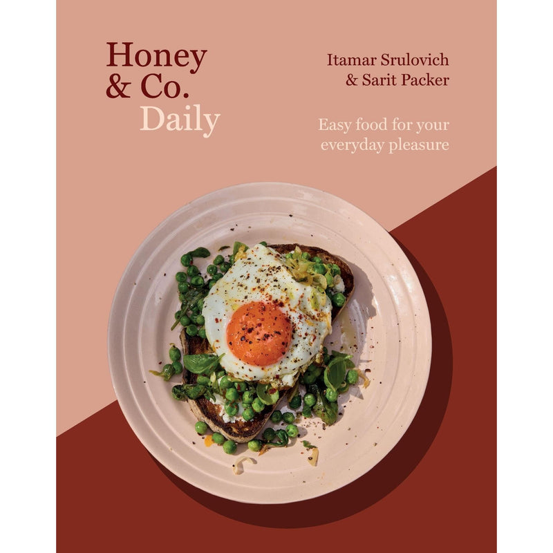 Book cover of "Honey and Co Daily" by Honey & Co, featuring a colorful, appetizing food illustration on the non-fiction cookbook.