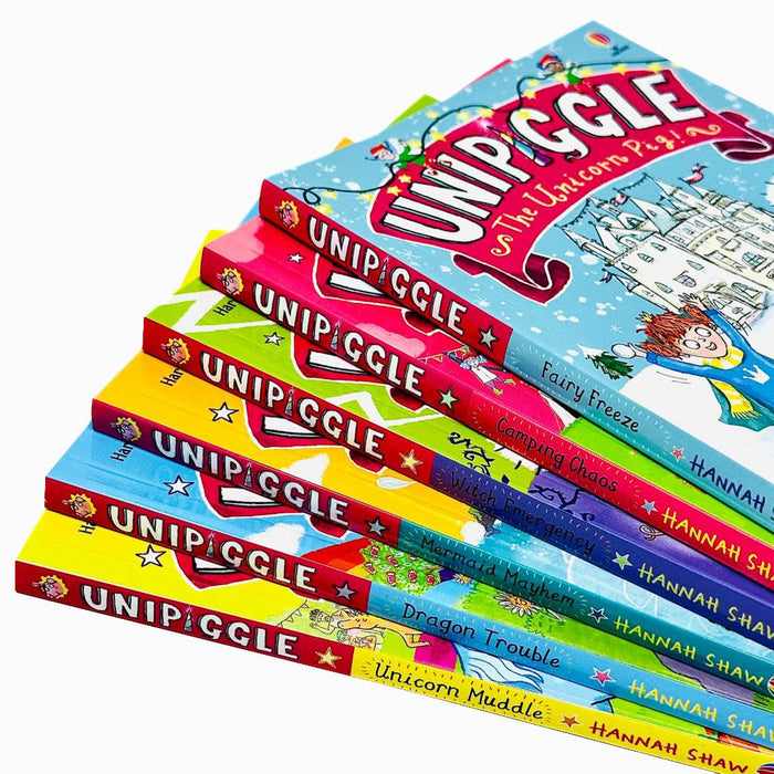 Unipiggle the Unicorn Pig Series 6 Books Collection Set by Hannah Shaw (Unicorn Muddle, Dragon Trouble, Mermaid Mayhem, Witch Emergency, Camping Chaos & Fairy Freeze) - The Book Bundle