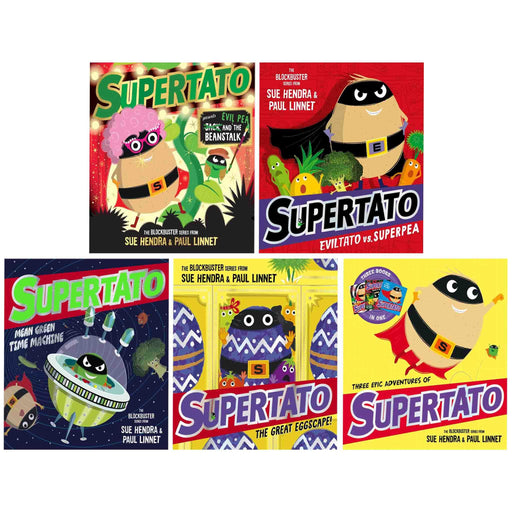 Supertato Series 5 Books Collection Set (The Great Eggscape, Three Epic Adventures of Supertato, Mean Green Time Machine, Presents Jack and the Beanstalk and Eviltato vs Superpea) - The Book Bundle