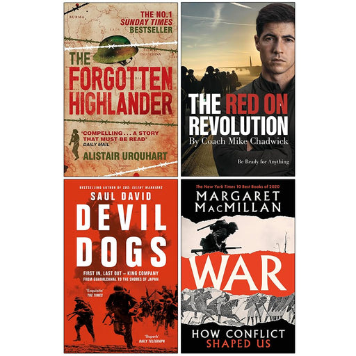 The Forgotten Highlander, The Red On Revolution, Devil Dogs & [Hardcover] War How Conflict Shaped Us 4 Books Collection Set - The Book Bundle