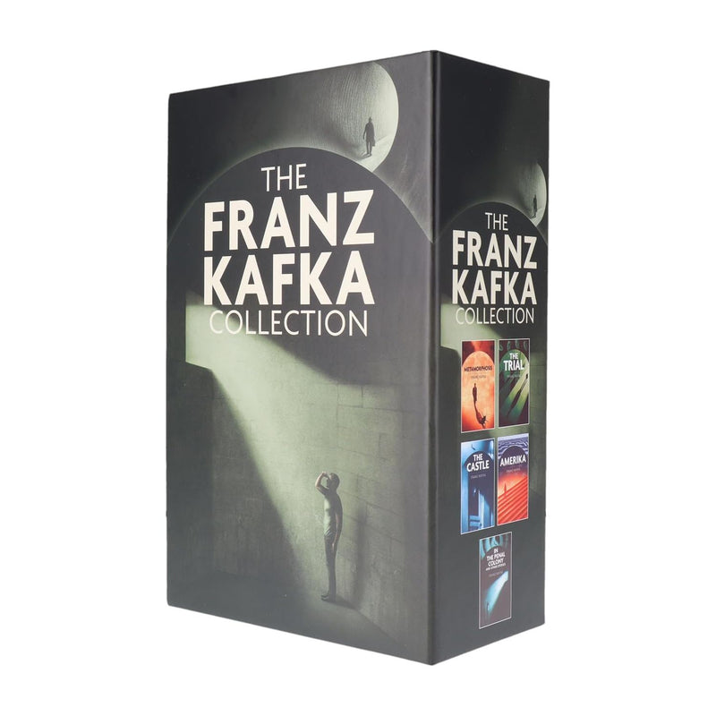 Set of five Franz Kafka paperback books from Arcturus, part of the Kafka collection, featuring classic fiction in a boxed set.