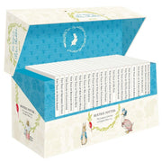Beatrix Potter World of Peter Rabbit complete box set of 23 Warne books featuring classic illustrations and colorful covers.