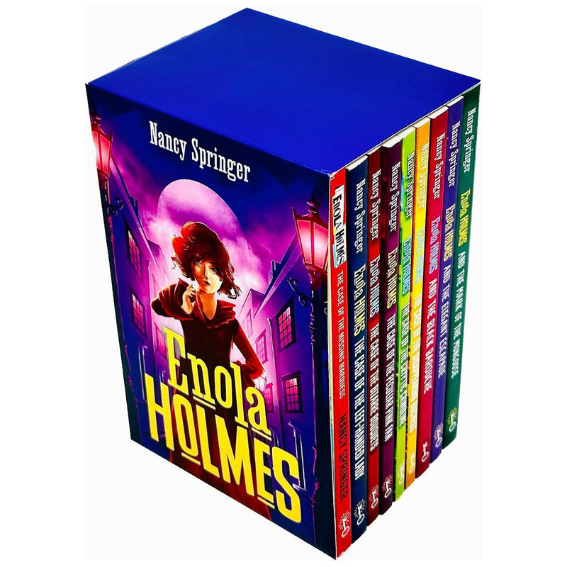 Enola Holmes 9-book collection set by Nancy Springer, featuring detective adventures with Enola Holmes, published by Hot Key Books Ltd.
