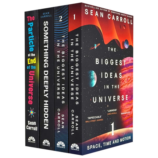 Four-book collection of Sean Carroll's The Biggest Ideas in the Universe by Oneworld Publications, featuring non-fiction science and cosmology.
