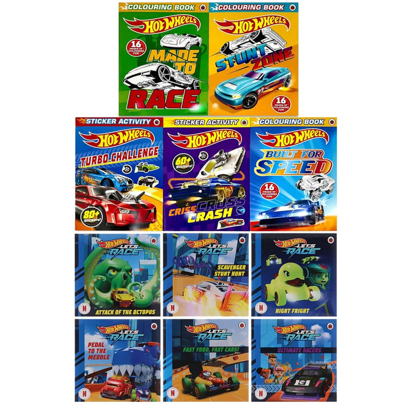 Hot Wheels Built For Speed, Stunt Zone, Made To Race & More 11 Books Collection Set - Fiction - Paperback