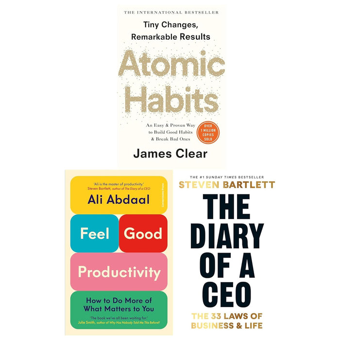 Feel Good Productivity, The Diary of a CEO and Atomic Habits 3 Books Collection Set - The Book Bundle