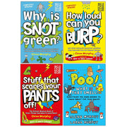 Set of four Glenn Murphy children's books, including "Why is Snot Green?", "Stuff That Scares Your Pants Off," and "How Loud Can You Burp?"