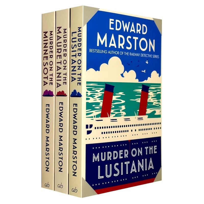 Edward Marston 3-book collection set featuring Murder on the Minnesota, The Mauretania, and The Lusitania paperbacks by Allison & Busby.