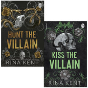 Evermore Ltd The Villains Series 2 Books Collection Set by Rina Kent, featuring Kiss the Villain and Hunt the Villain, with book covers visible.