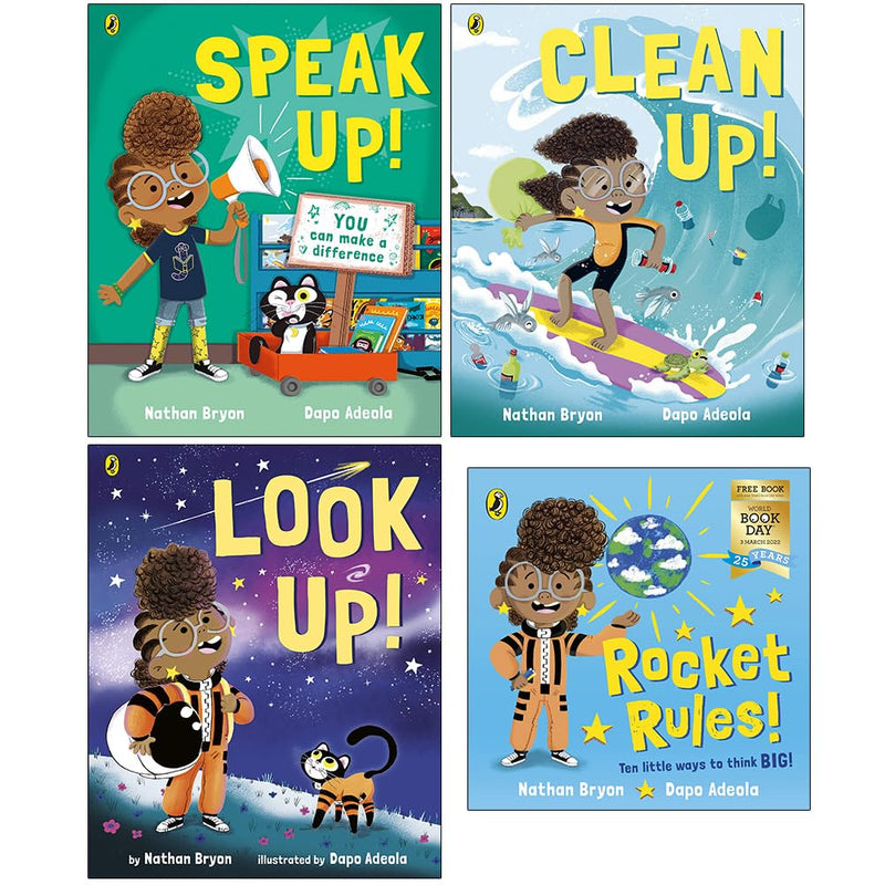 Nathan Bryon Collection 4 Books Set (Speak Up,Clean Up, Look Up, Rocket Rules & Rocket Rules: A World Book Day 2022 Mini Book)