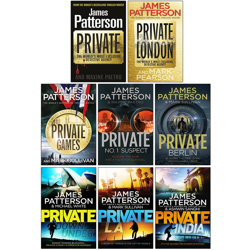 Arrow book set featuring James Patterson Private Series 1-8, including Private and Private London crime novels.