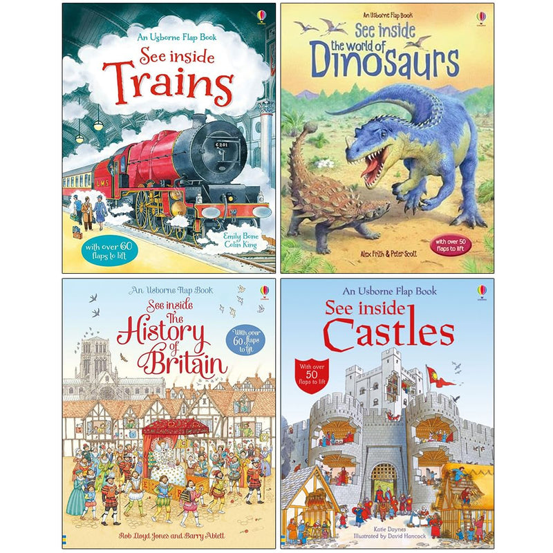Usborne Flap Book See Inside Series 4 Books Collection Set - The Book Bundle