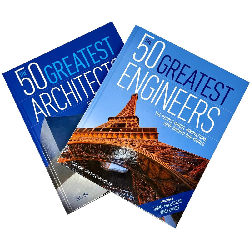 Set of two hardcover books on architecture and engineering by Arcturus Ltd, featuring works by Ike Ijeh, Paul Virr, and William Potter.