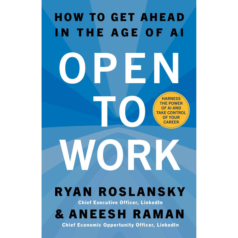 Open to Work book by Ryan Roslansky, featuring a paperback cover on career success and AI, published by HarperCollins.
