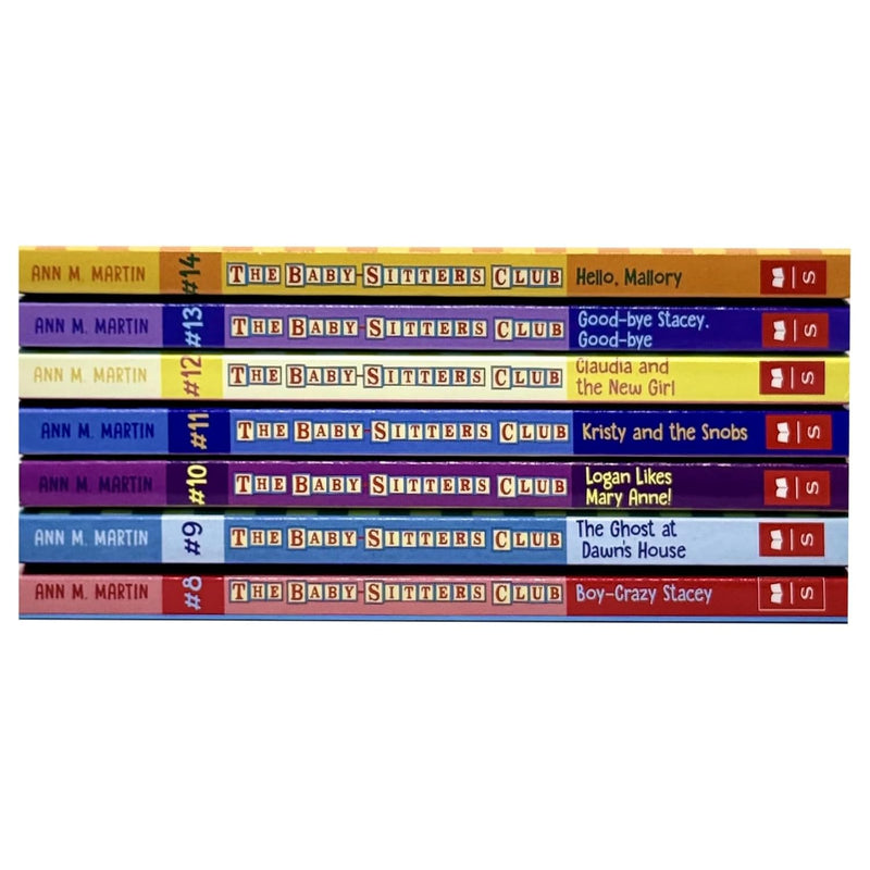 Seven-book collection of The Babysitters Club volumes 8-14 by Ann M. Martin, featuring Boy-Crazed Stacey and other stories.