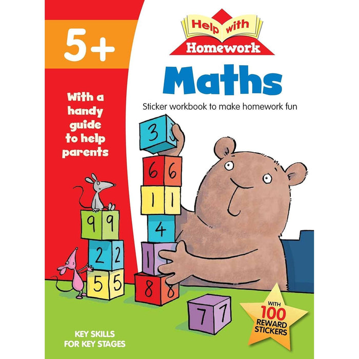 Age 5+ Key Skills Help With Homework 5 Books Collection Set with Stickers (Maths, Handwriting, Adding & Subtracting, Spelling, Reading & Writing) - The Book Bundle