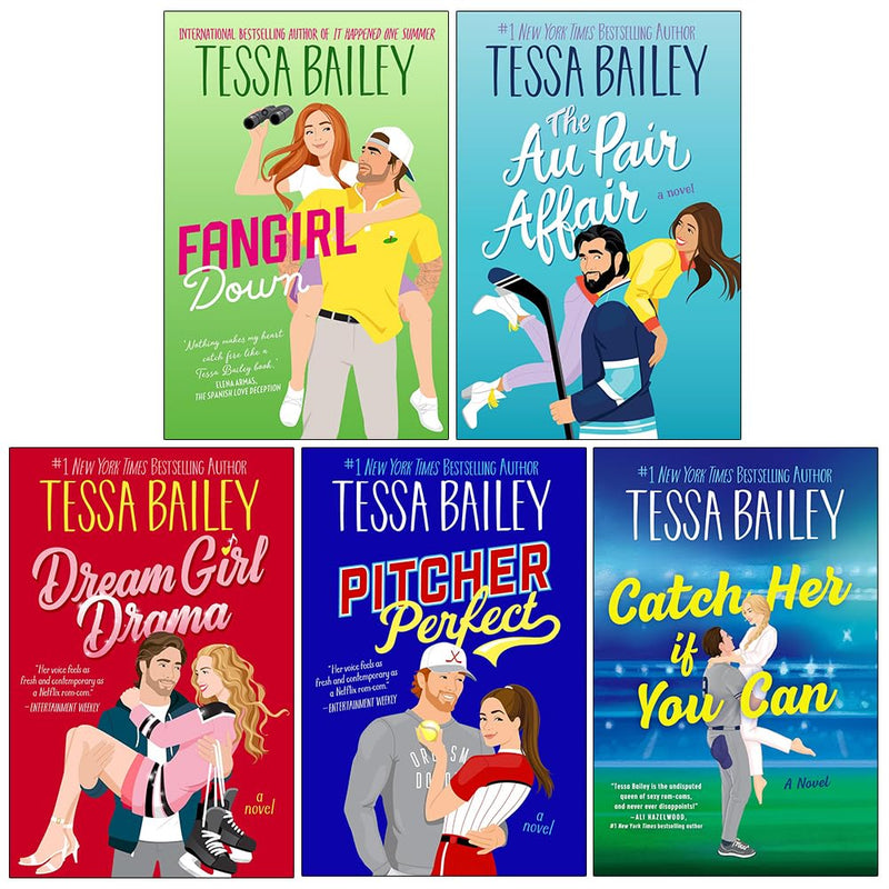 Big Shots Series Collection 5 Books Set By Tessa Bailey (Fangirl Down, The Au Pair Affair, Dream Girl Drama, Pitcher Perfect and Catch Her If You Can) - The Book Bundle