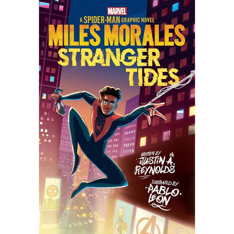 Set of three Justin A. Reynolds fiction books including Stranger Tides, Shock Waves, and Around the Spider-Verse collection by Scholastic