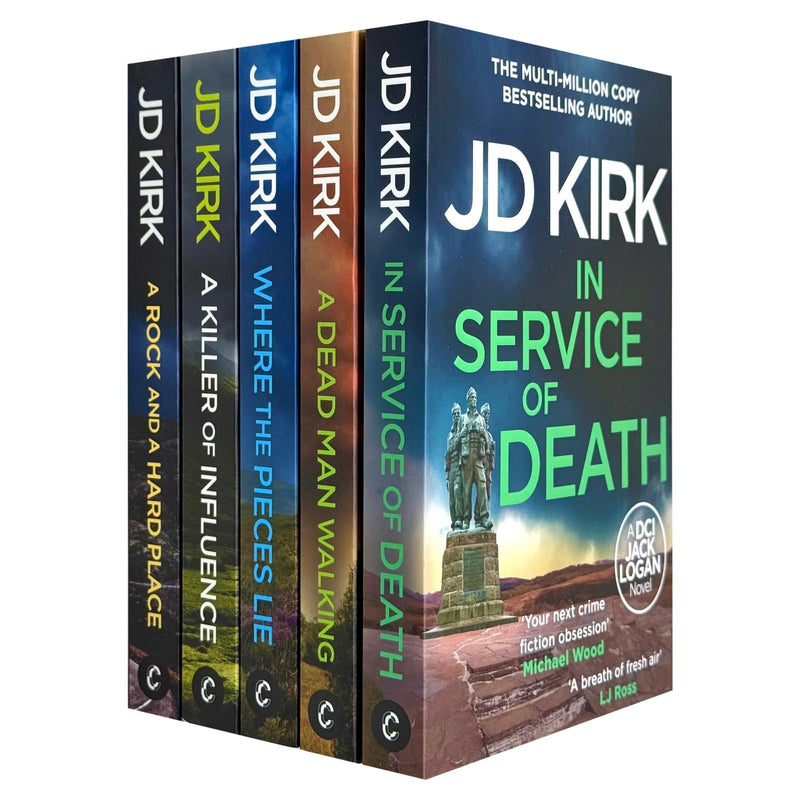DCI Logan Crime Thrillers Series 17-21 Collection 5 Books Set by JD Kirk (In Service of Death, A Dead Man Walking, Where the Pieces Lie, A Killer of Influence and A Rock and a Hard Place) - The Book Bundle