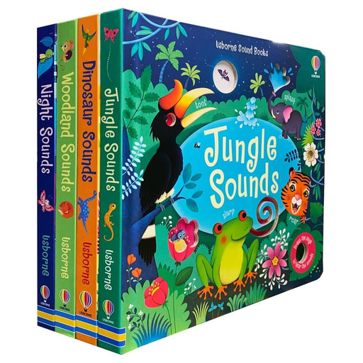 Usborne Sound Books Collection 4 Books Set By Sam Taplin (Series 1) (Jungle Sounds, Dinosaur Sounds, Woodland Sounds, Night Sound - The Book Bundle