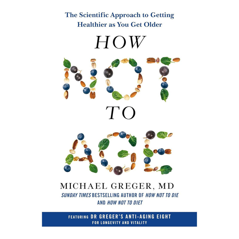 Michael Greger 3-book set including How Not to Age, How Not to Die, and The How Not to Die Cookbook, in a bluebird cover design.