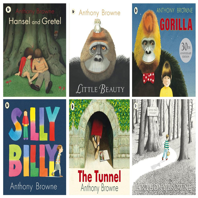Anthony Browne Collection 6 Books Set (Hansel and Gretel, Into the Forest, Little Beauty, Gorilla, Silly Billy, The Tunnel) - The Book Bundle