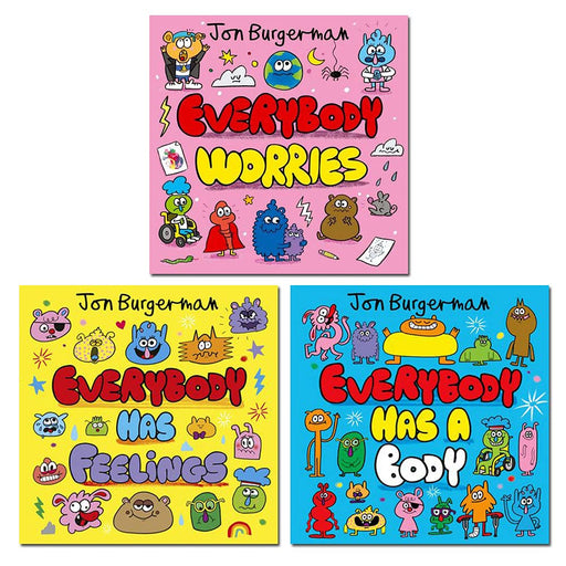 Jon Burgerman Everybody Series Collection 3 Books Set ( Everybody has a Body, Everybody has Feelings, Everybody Worries) - The Book Bundle