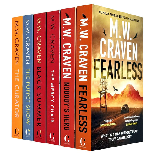 Washington Poe and Ben Koenig Series 6 Books Collection Set By M. W. Craven (The Curator, The Puppet Show, Black Summer, The Mercy Chair, Nobody's Hero & Fearless) - The Book Bundle