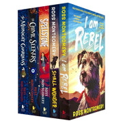 Ross Montgomery Collection of five Walker Books, featuring titles like The Midnight Guardians and The Chime Seekers, displayed together.