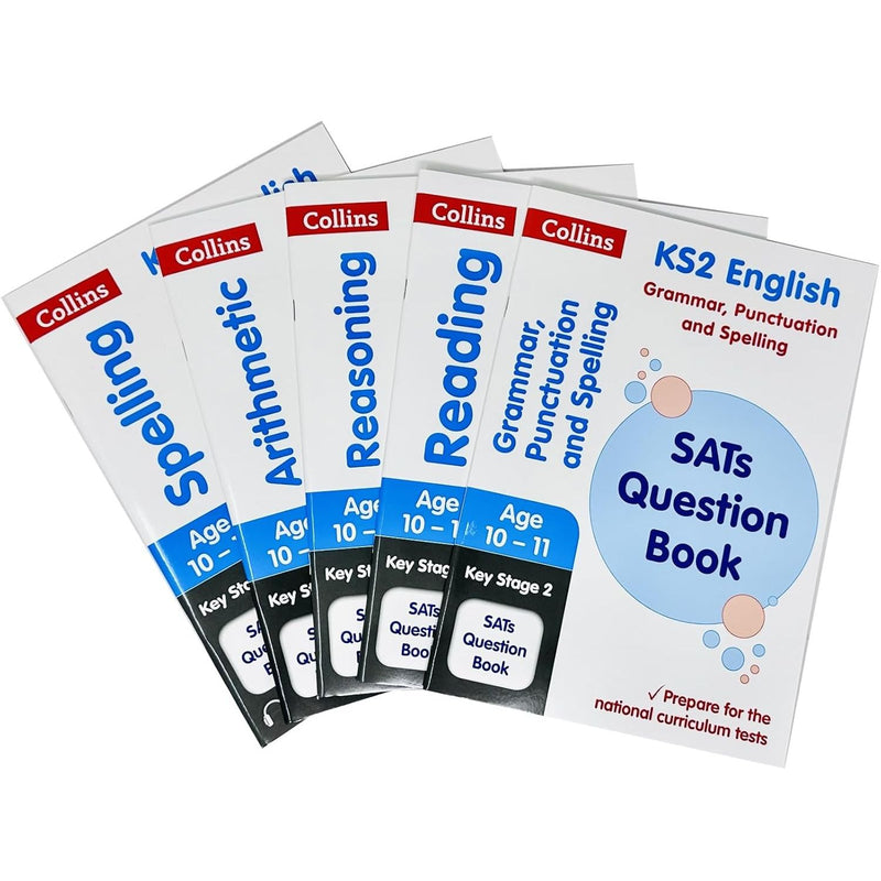 KS2 Sats Question Book Collection 5 Books Set Age 10-11 (English Reading, English Grammar Punctuation and Spelling) - The Book Bundle